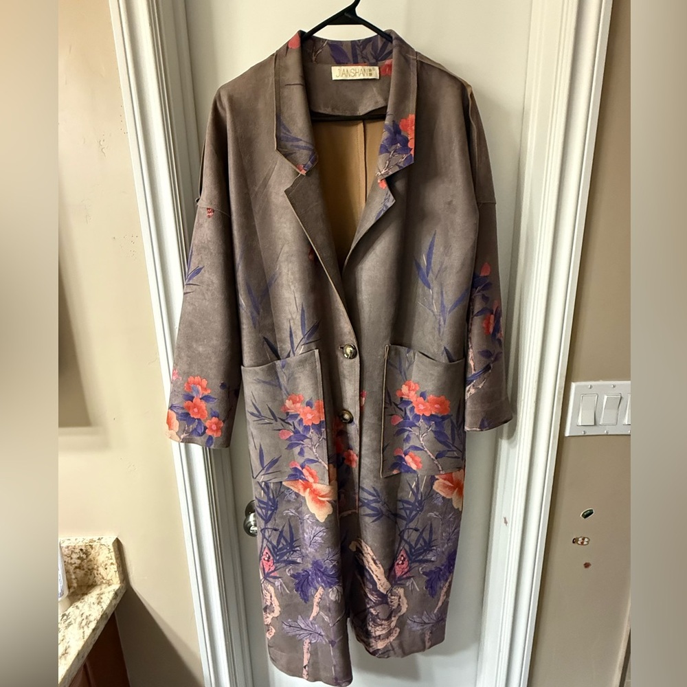 Floral Women's Coat - Brown and Purple